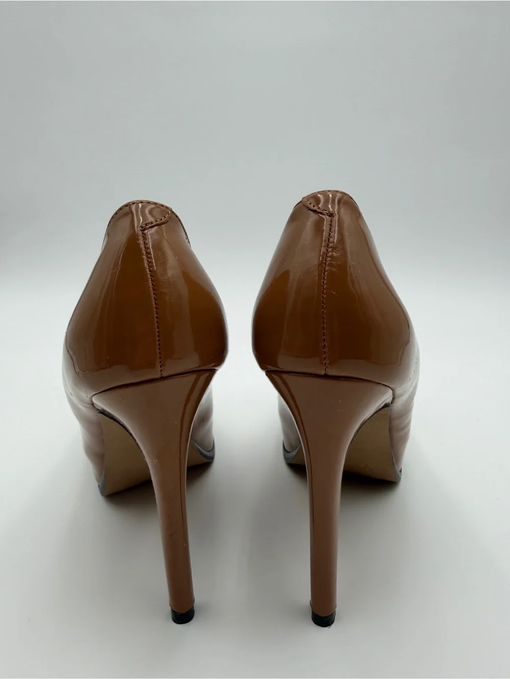 Steve Madden Tan Patent Platform Pumps